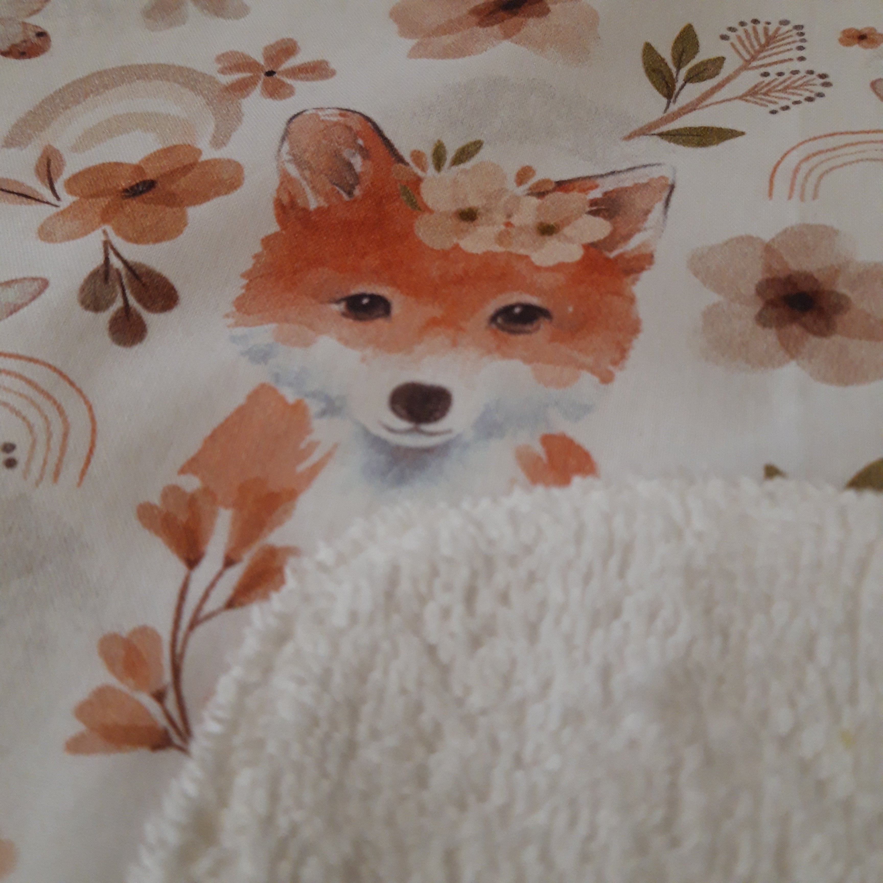 Bavoir élastique renard fleuri