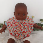 Bavoir fleur velours - fleurs rouges