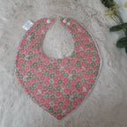 Bavoir bandana - Fleurs roses et dorées