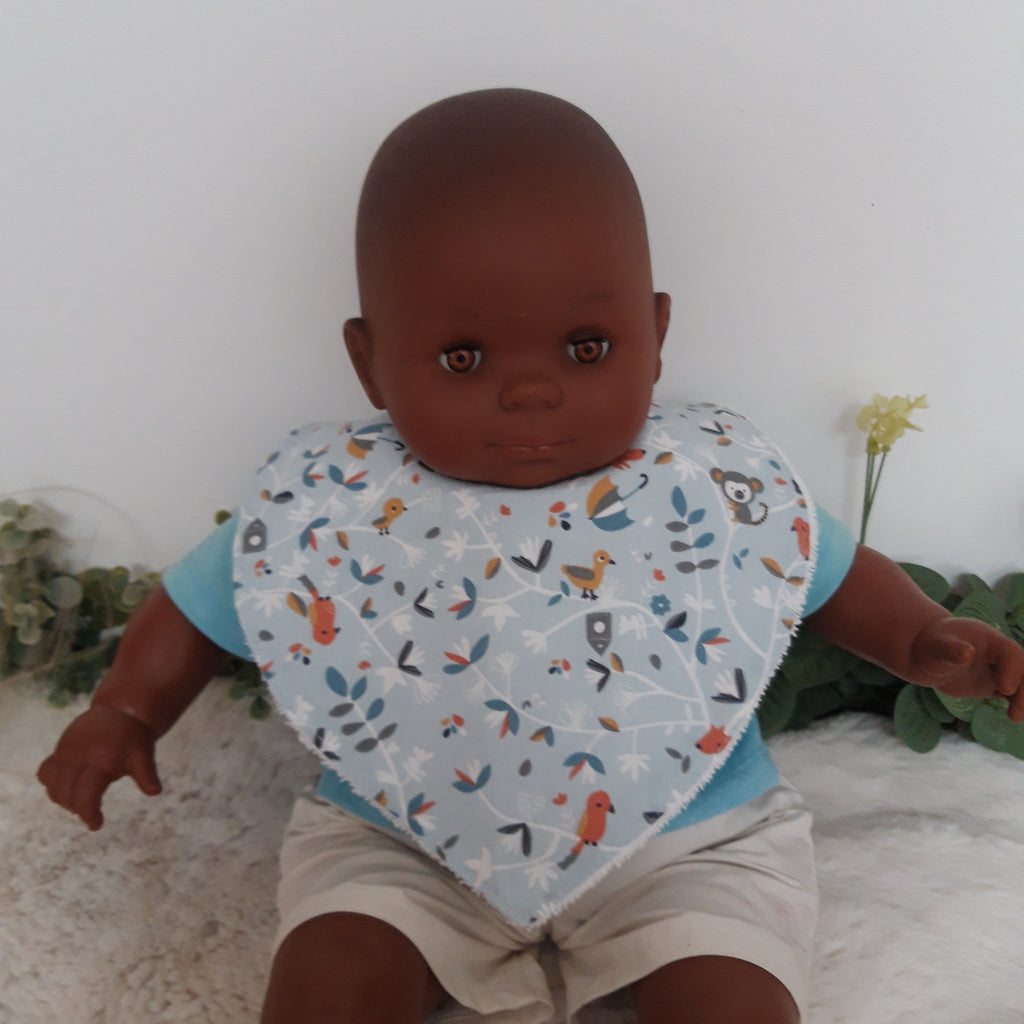 Bavoir bandana - Oiseaux bleus