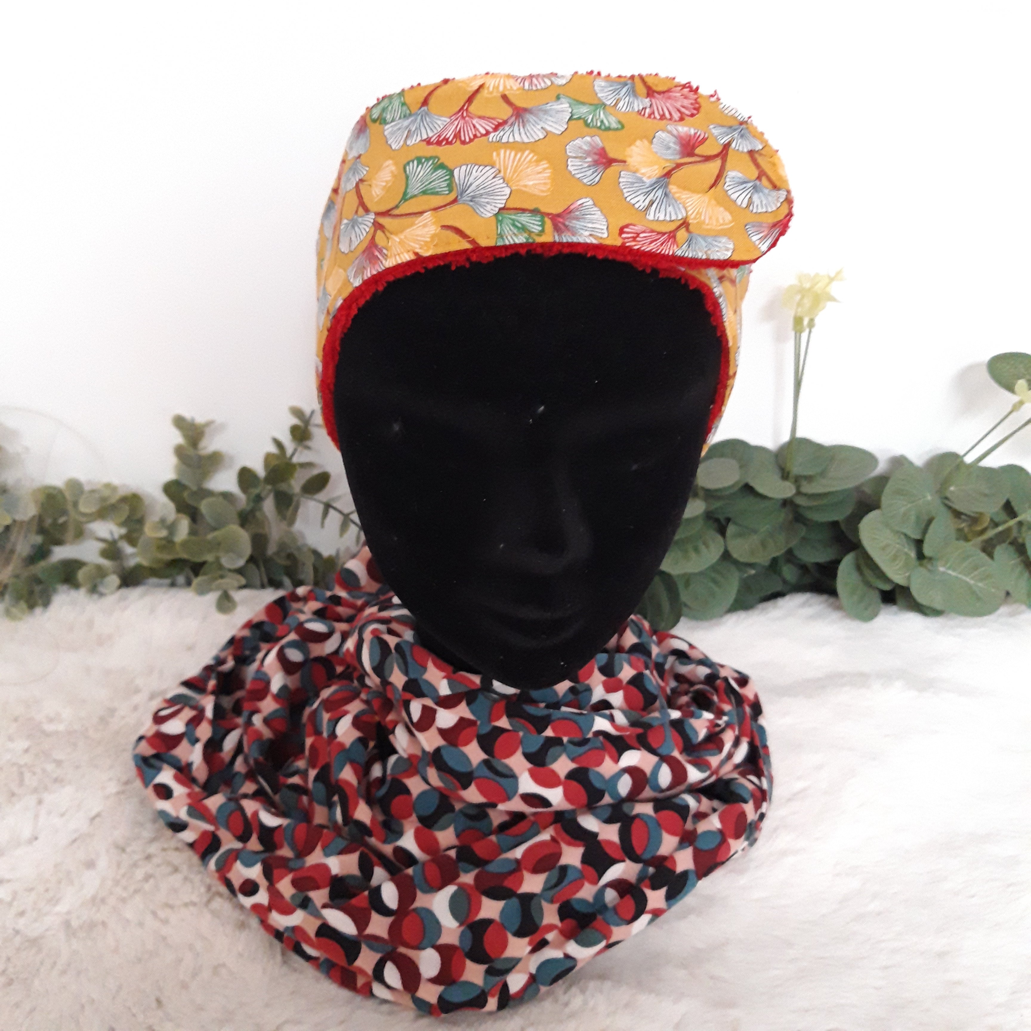 Bandeau de maquillage Ginkgo jaune et rouge