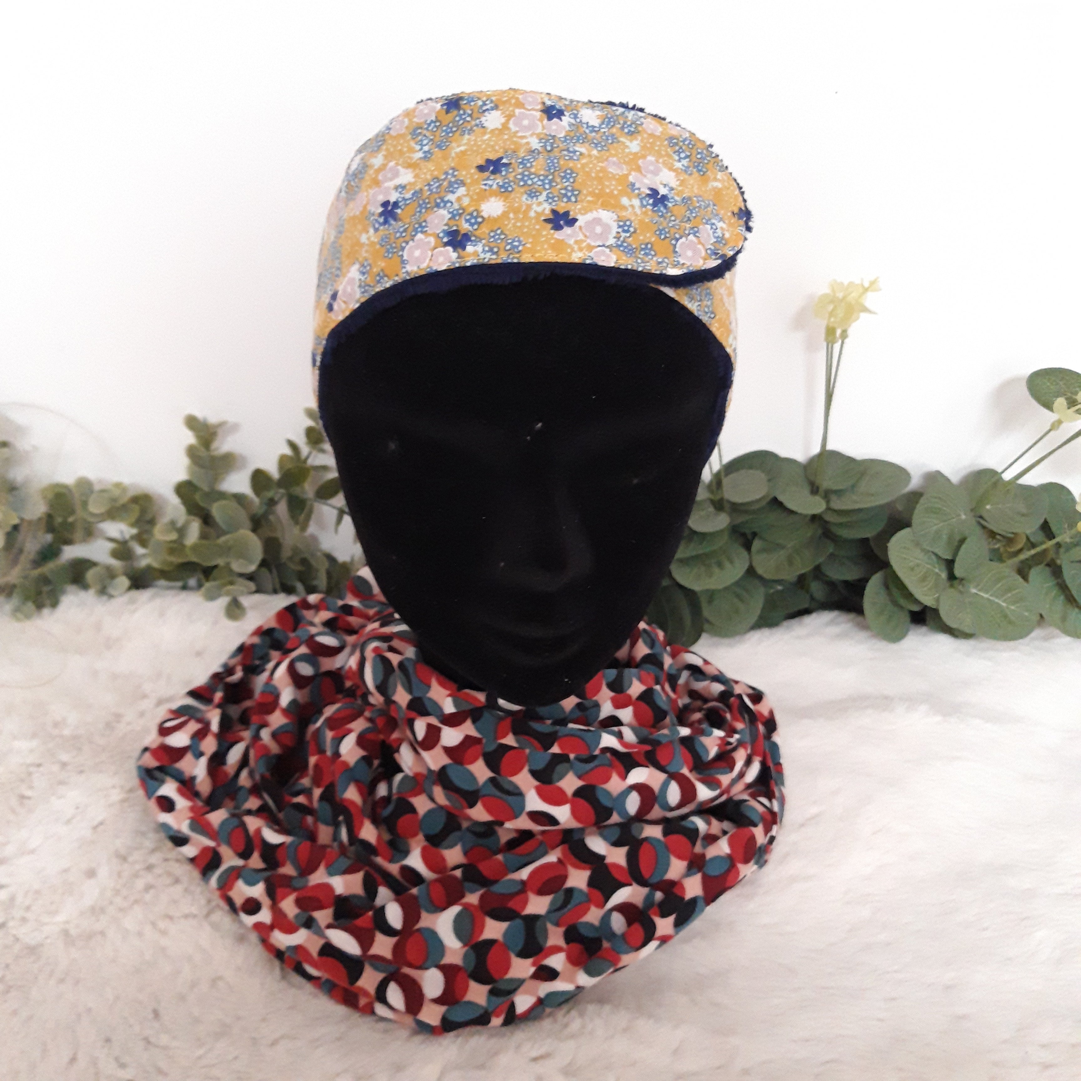 Bandeau de maquillage fleurs jaunes et bleues