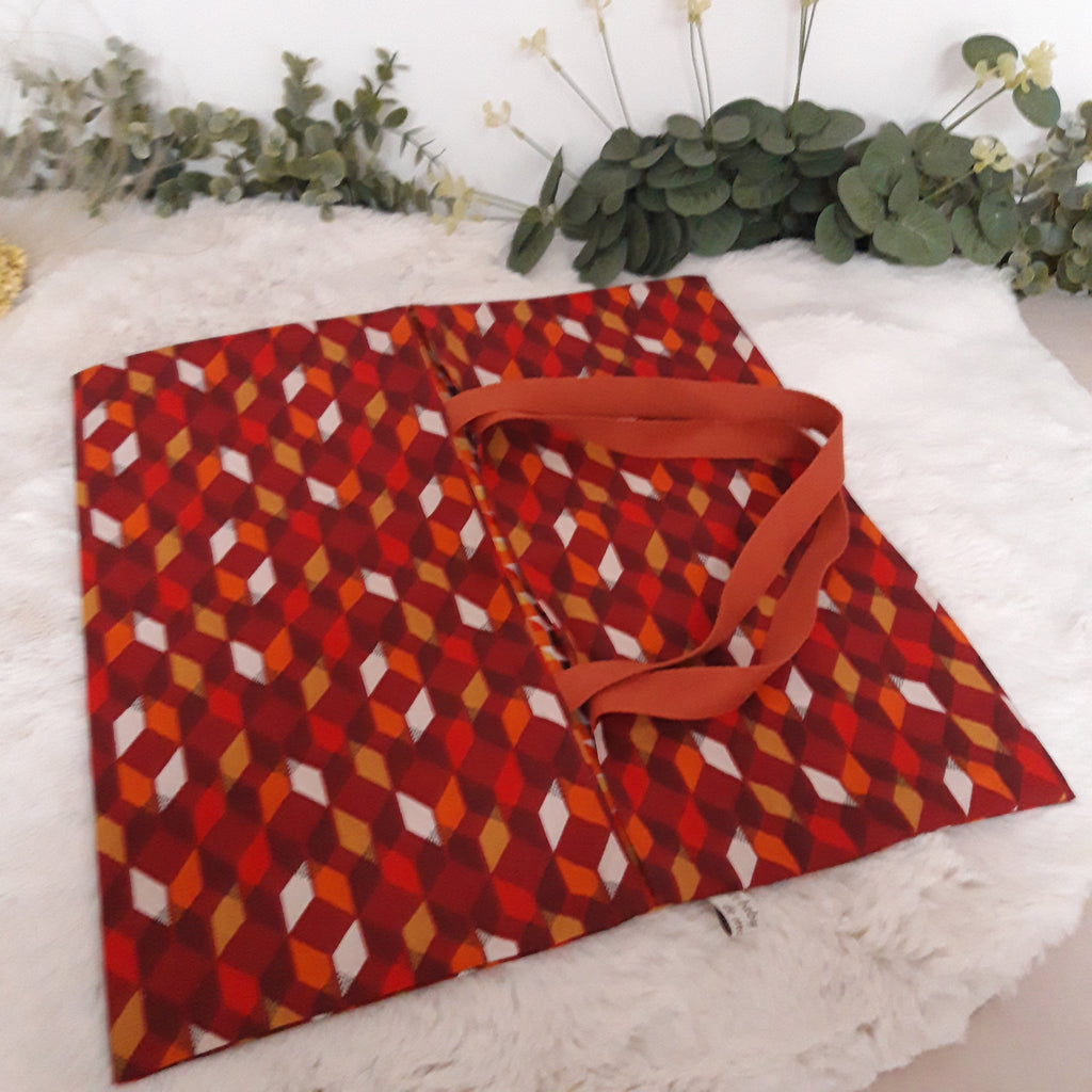 Sac à tarte coton réversible- géométrique vintage