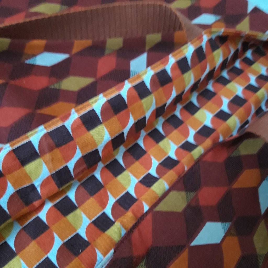 Sac à tarte coton réversible- géométrique vintage