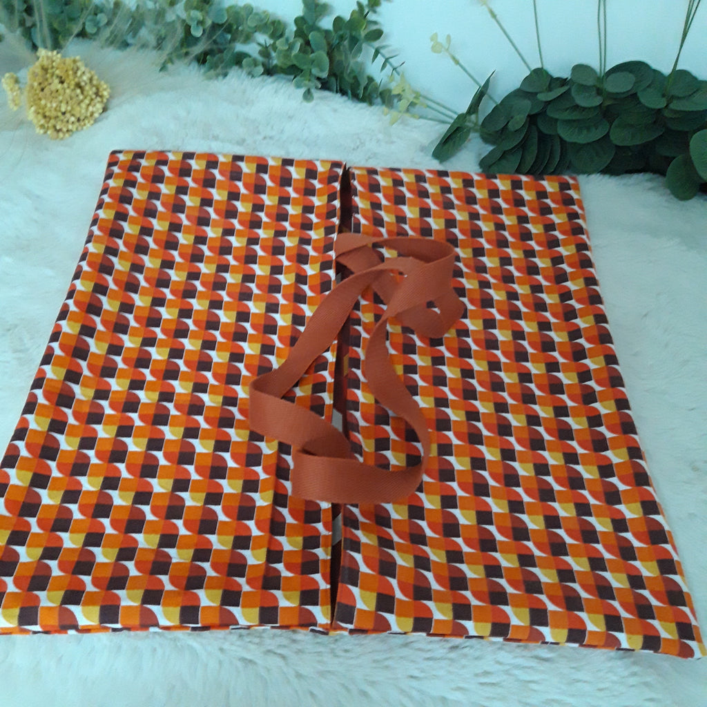 Sac à tarte coton réversible- géométrique vintage