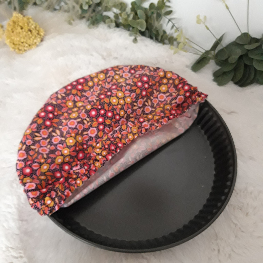 Couvercle à saladier Fleurs roses et noires