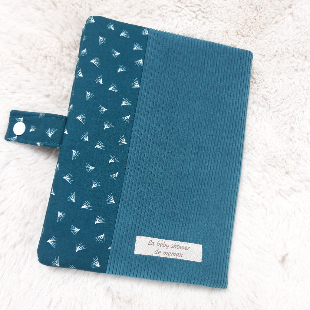 Protège carnet de santé bleu géométrique