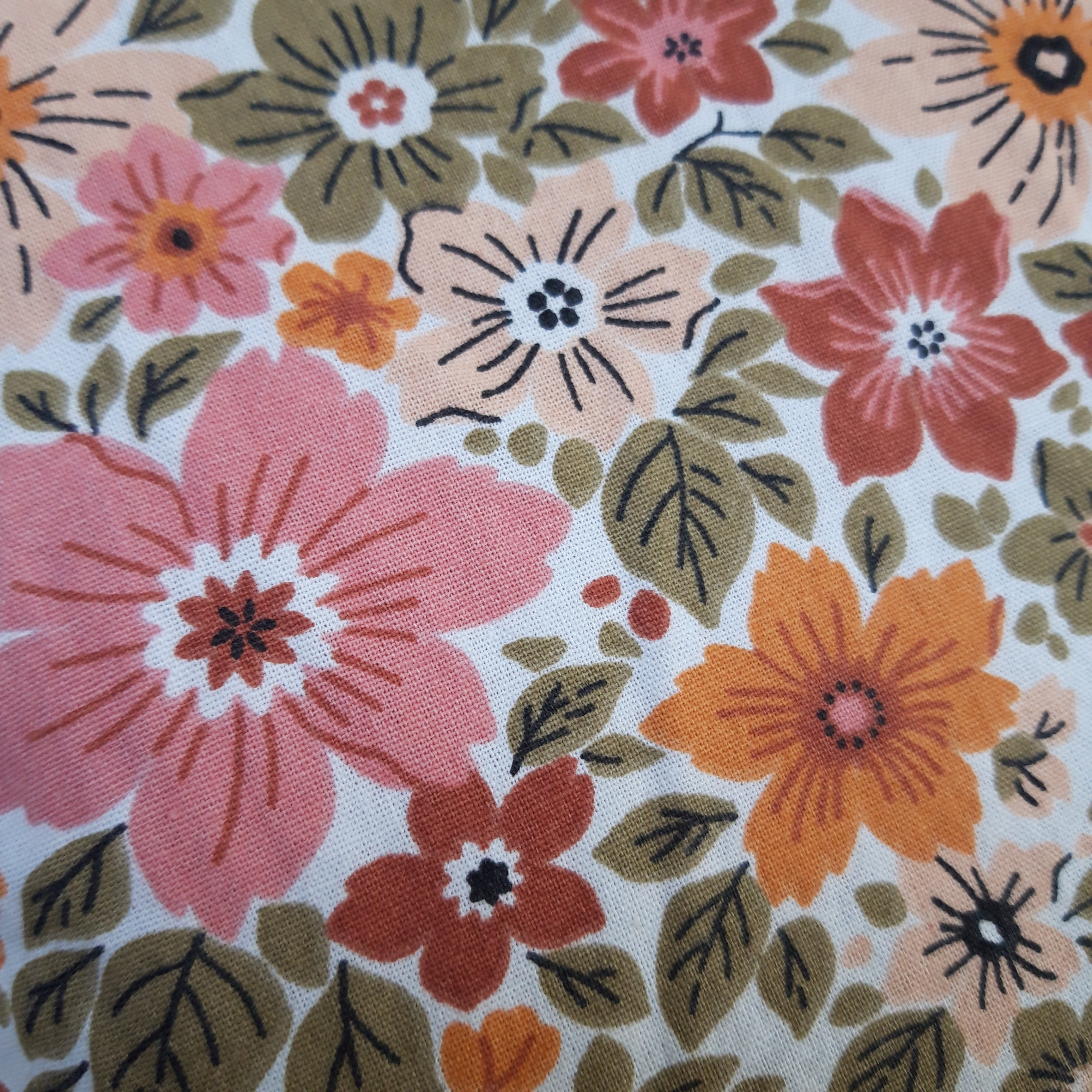 Pochette à livres velours vert olive et fleurs