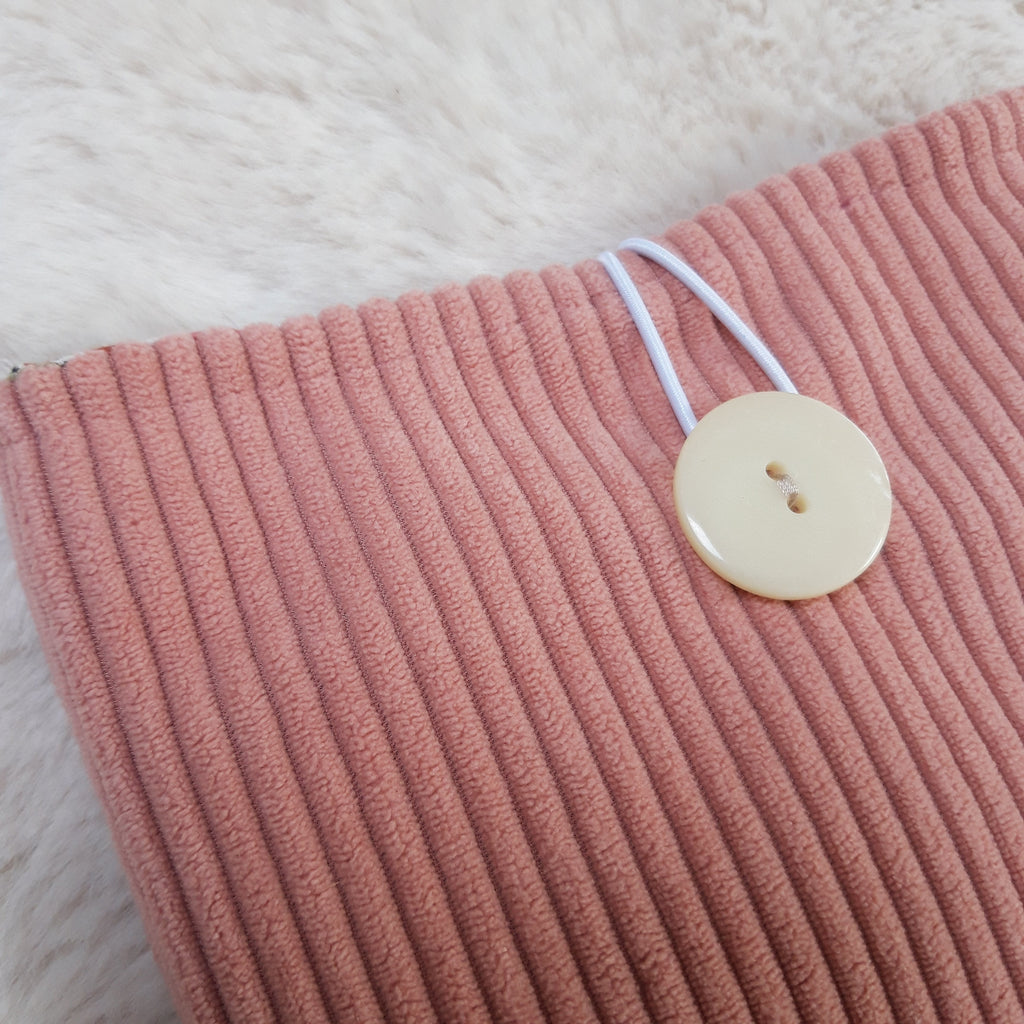 Pochette à livres velours rose et fleurs
