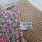 Eponge en toile de jute fleur rose et dorée