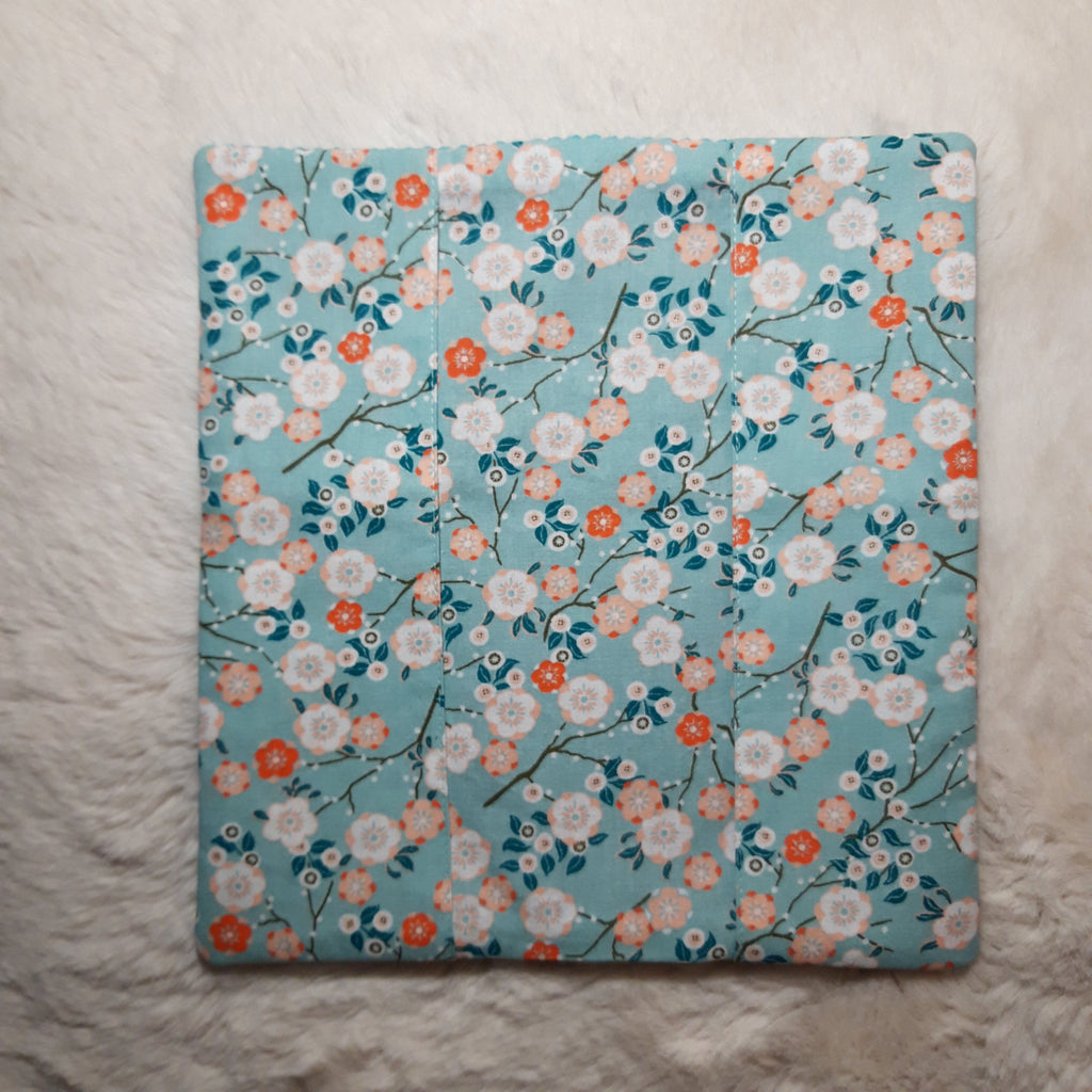 Protège livret de famille fleuri bleu