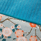 Protège livret de famille fleuri bleu