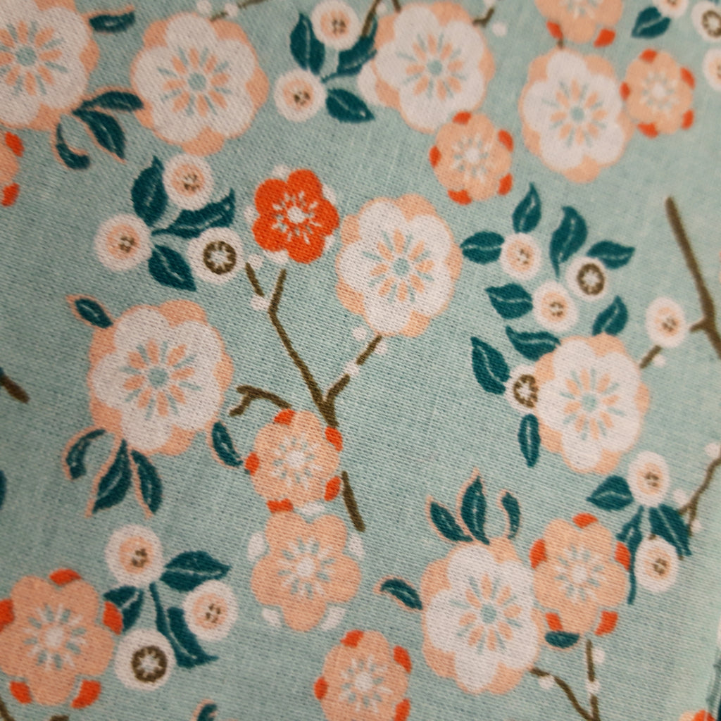 Protège livret de famille fleuri bleu