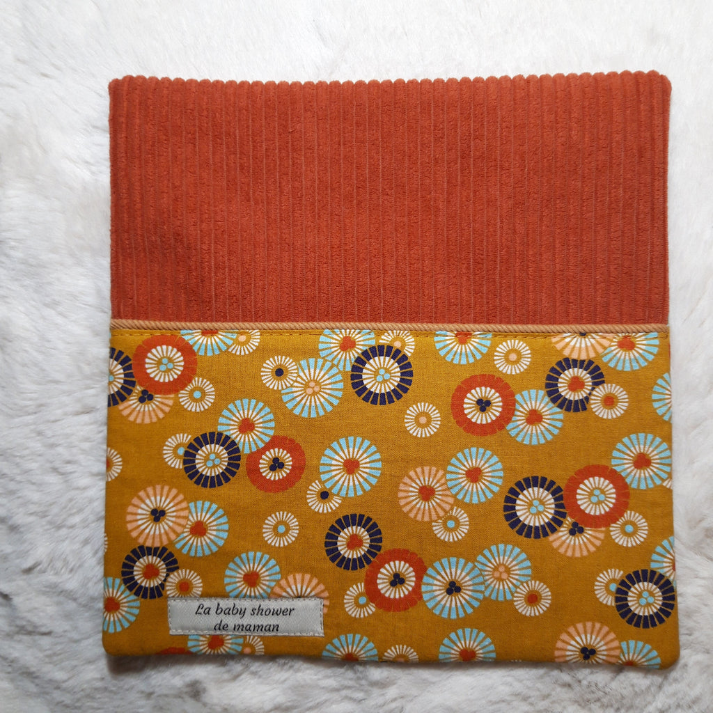 Protège livret de famille fleuri terracotta