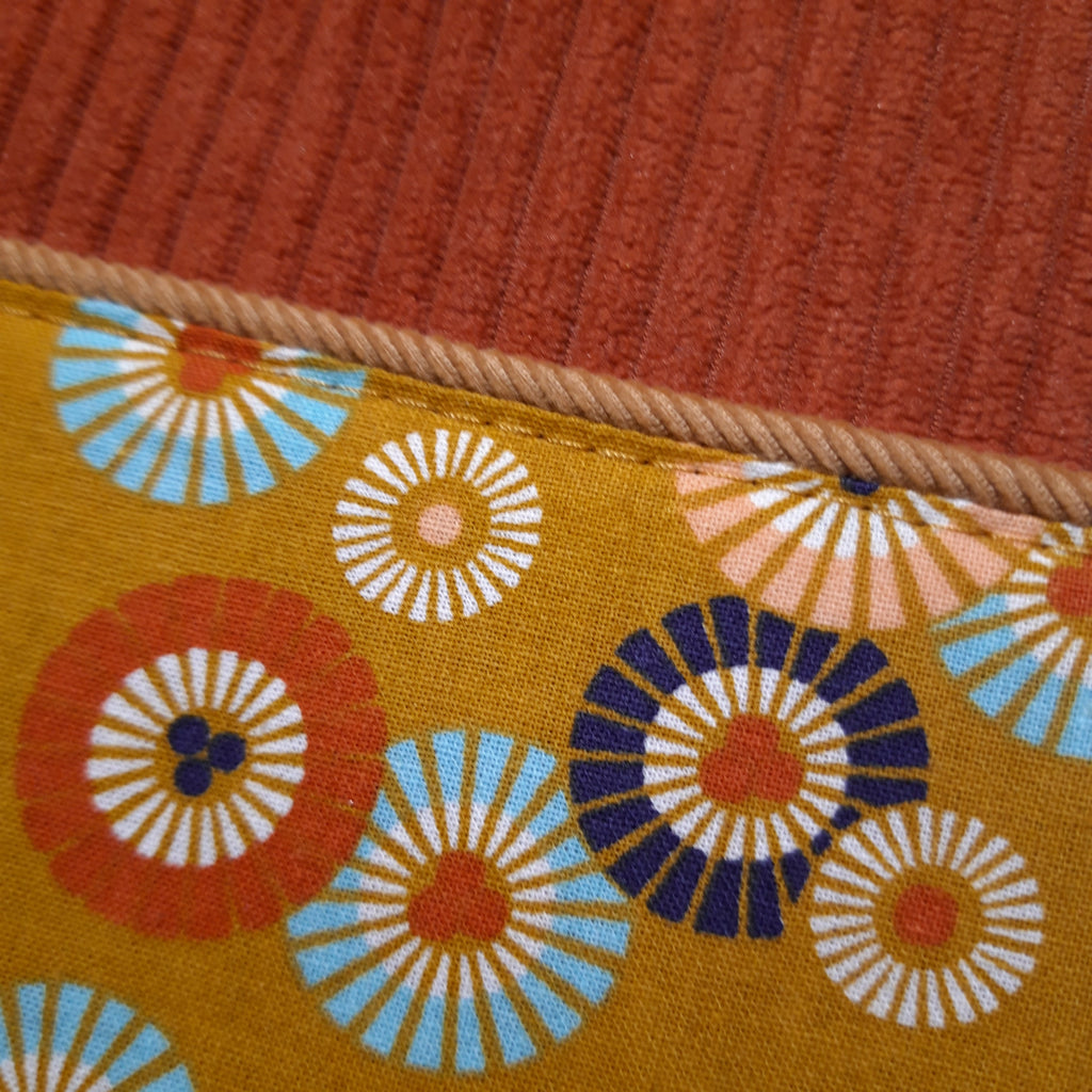 Protège livret de famille fleuri terracotta