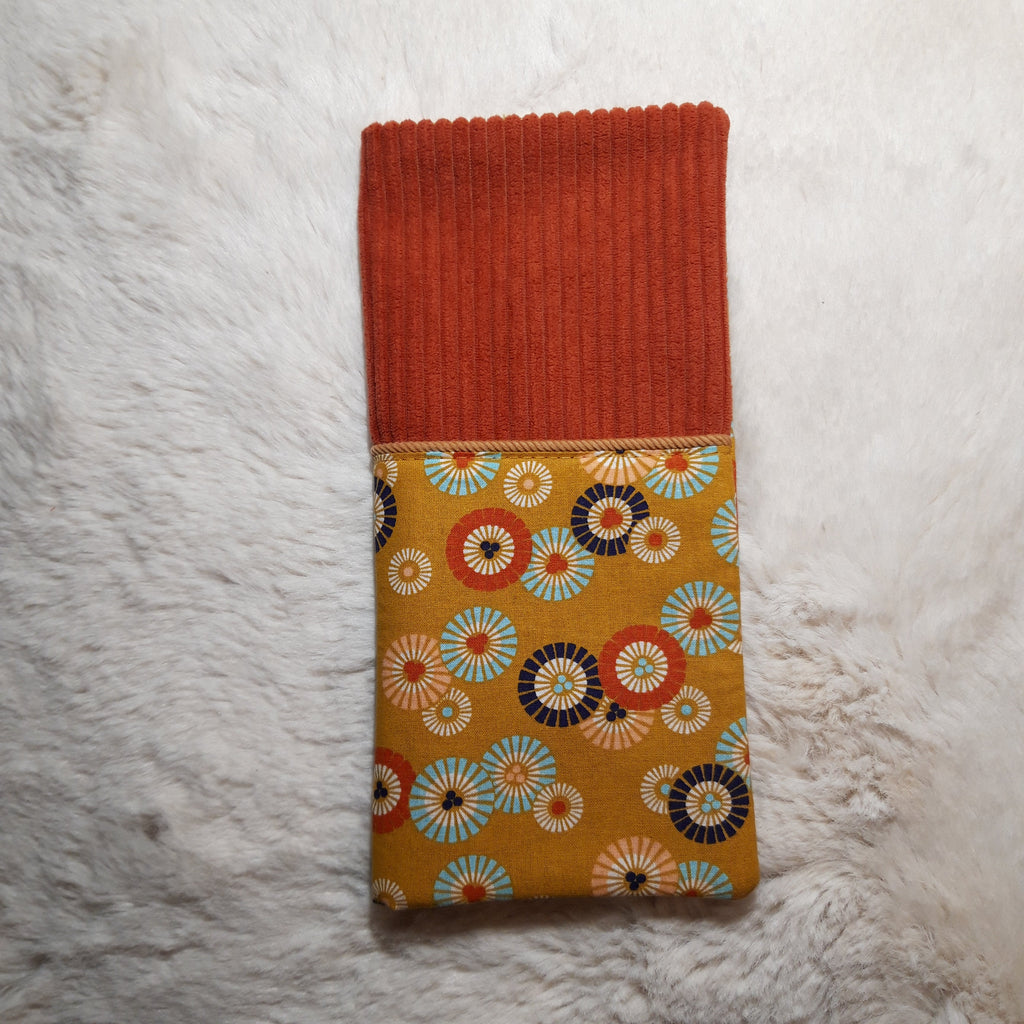 Protège livret de famille fleuri terracotta