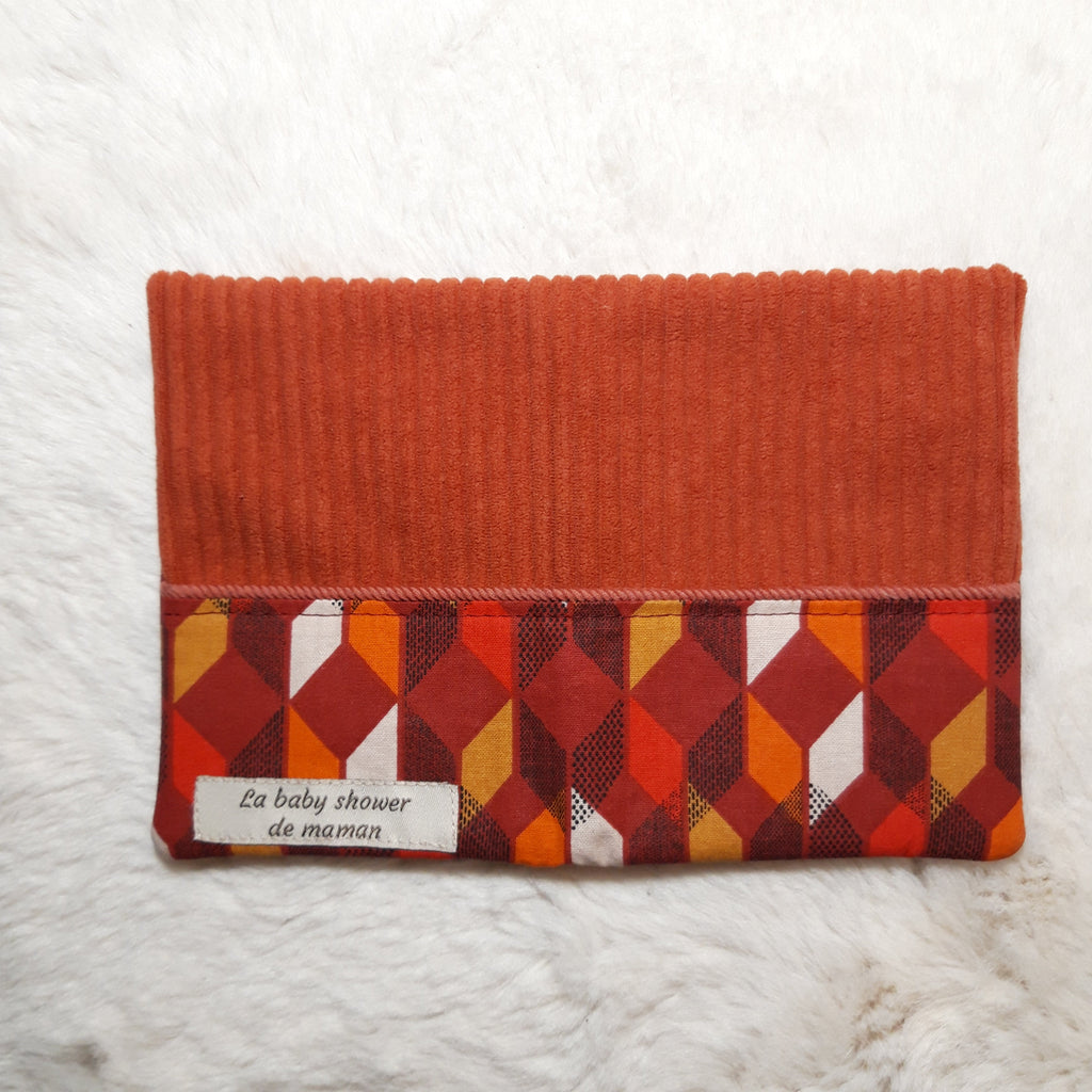 Protège passeport terracotta géométrique