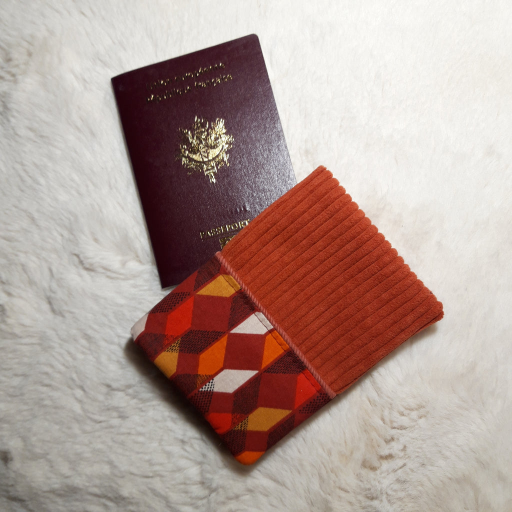 Protège passeport terracotta géométrique