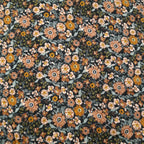 Double tour de cou été - Fleurs marron et bleues