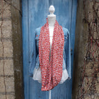 Double tour de cou été - Fleurs rouge et moutarde