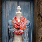 Double tour de cou été - Fleurs rouge et moutarde