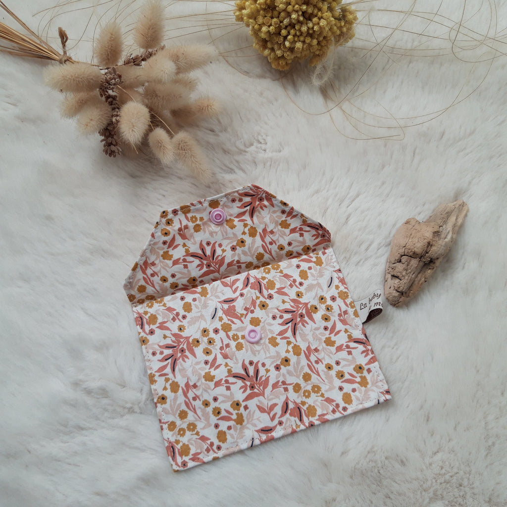 Petite pochette enduite - Petites fleurs roses
