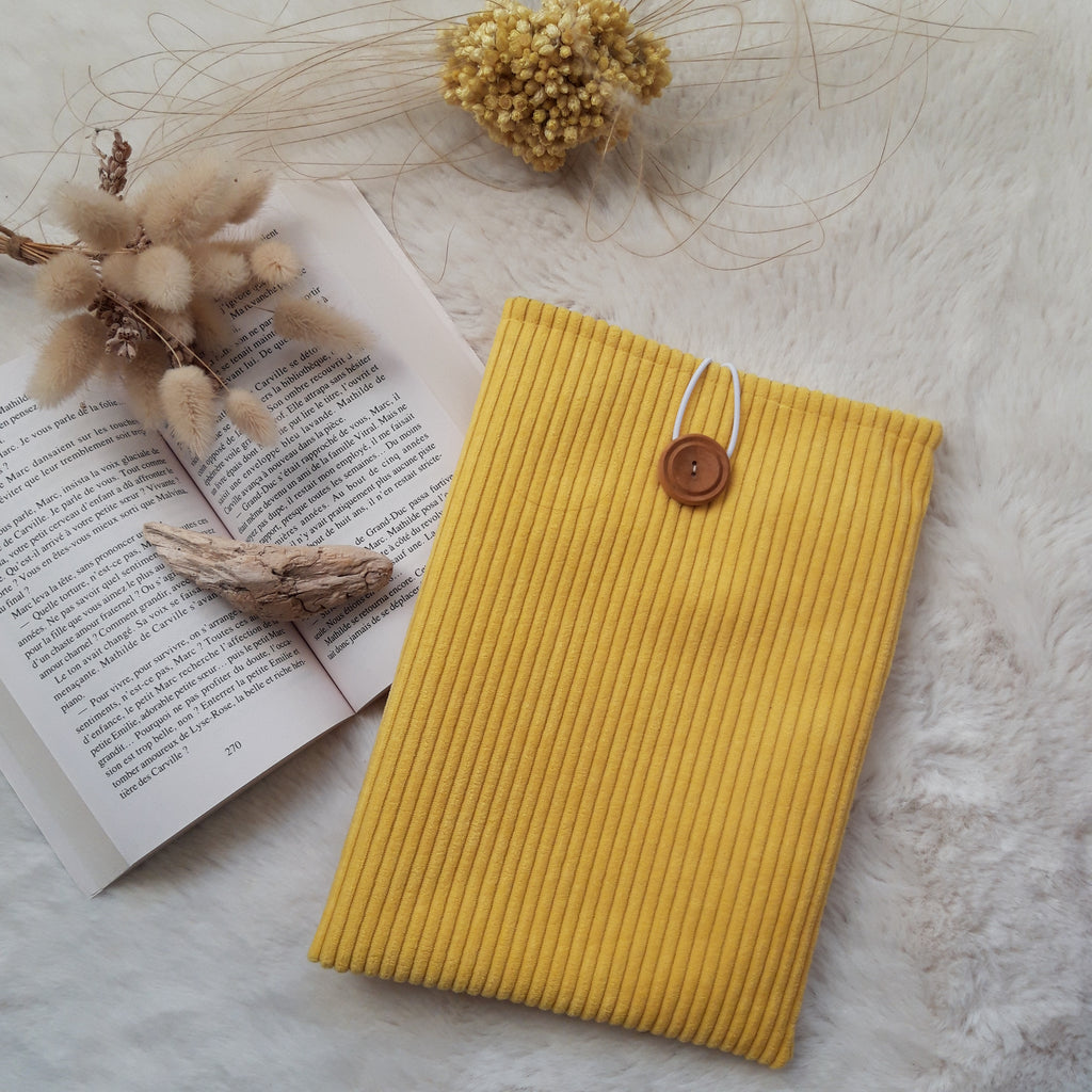 Pochette à livres velours Jaune et lamas