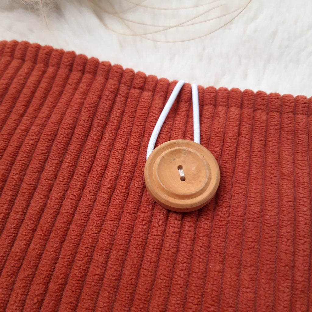 Pochette à livres velours Terracota et fleurs jaunes