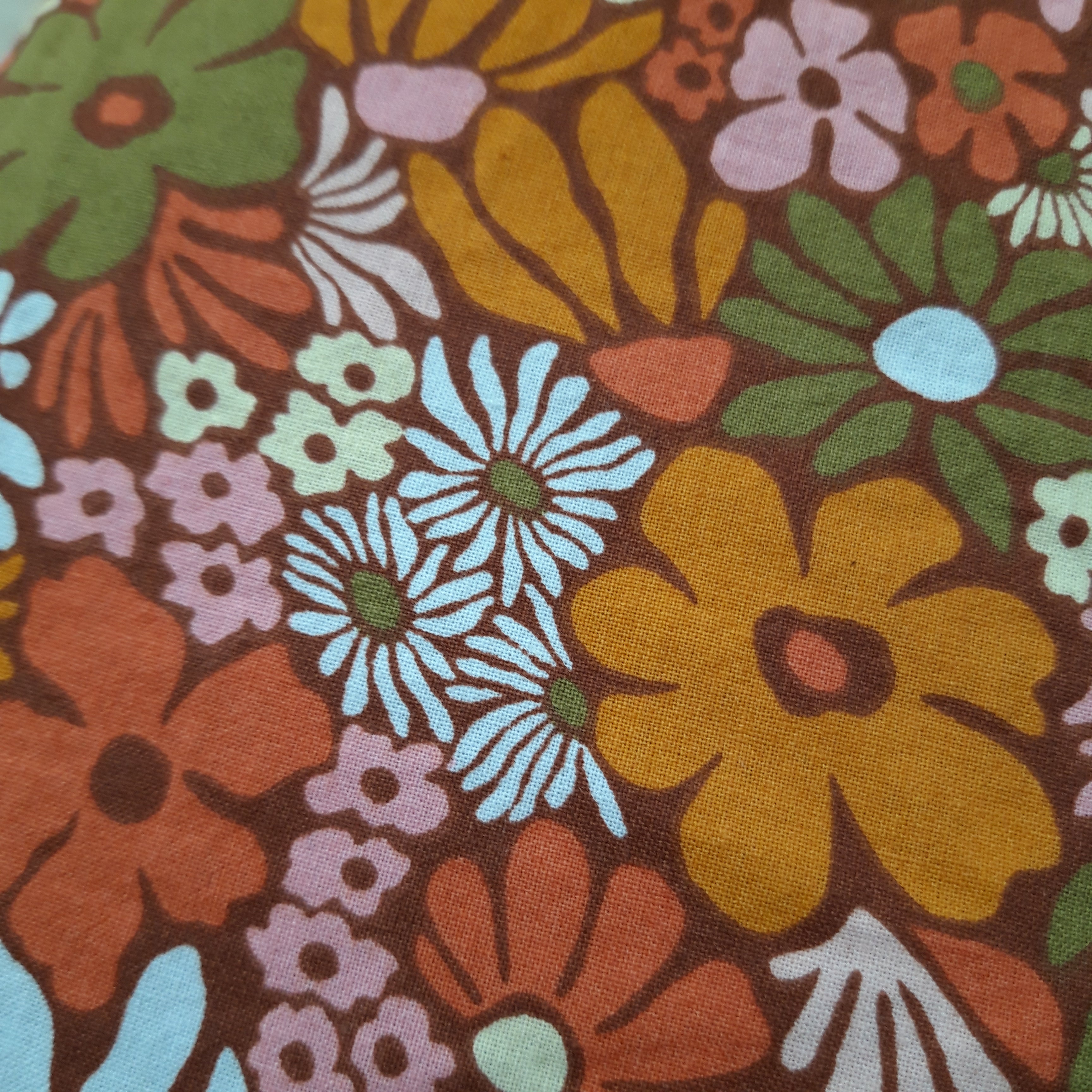 Pochette à livres velours Terracota et fleurs marrons