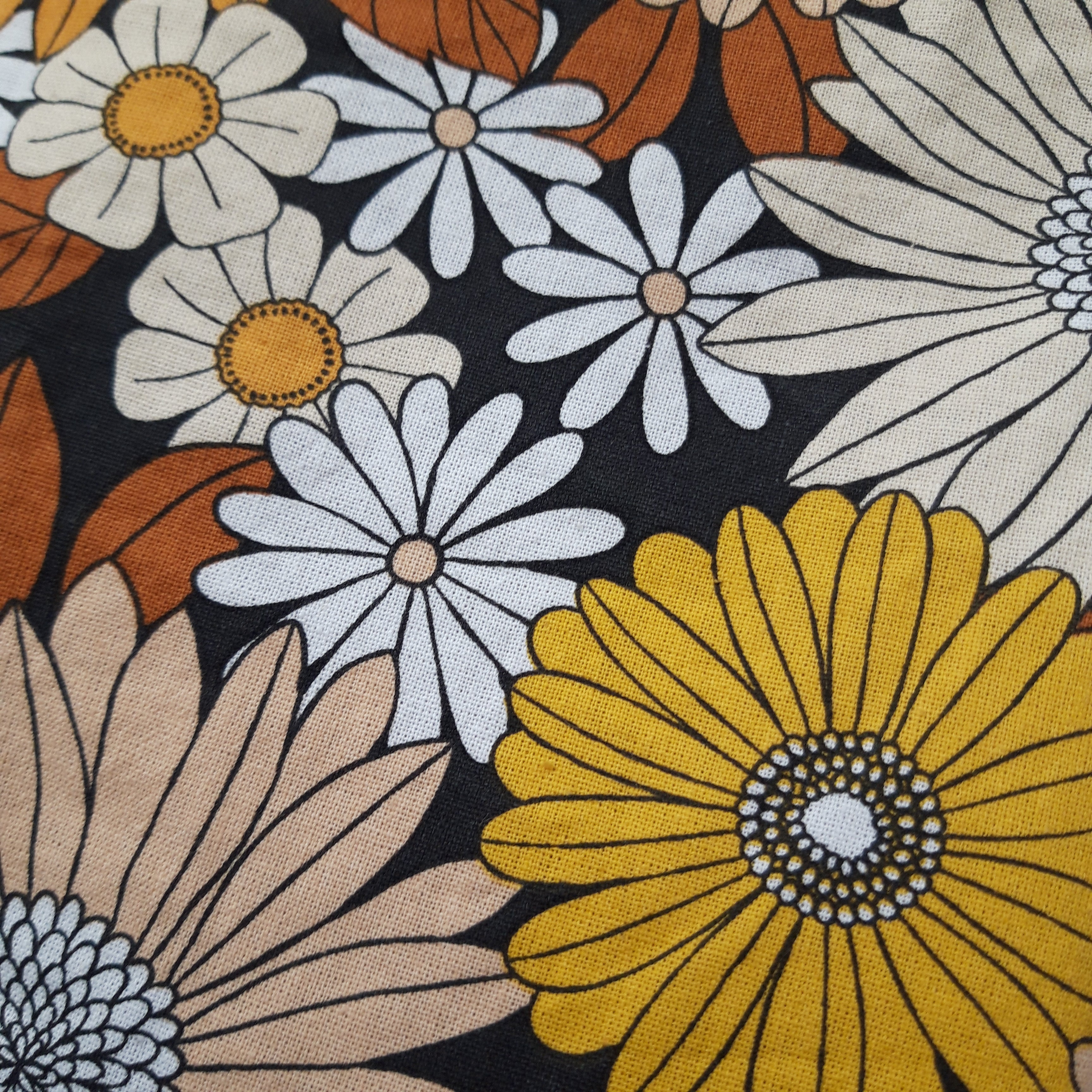 Pochette à livres velours Terracota et fleurs jaunes