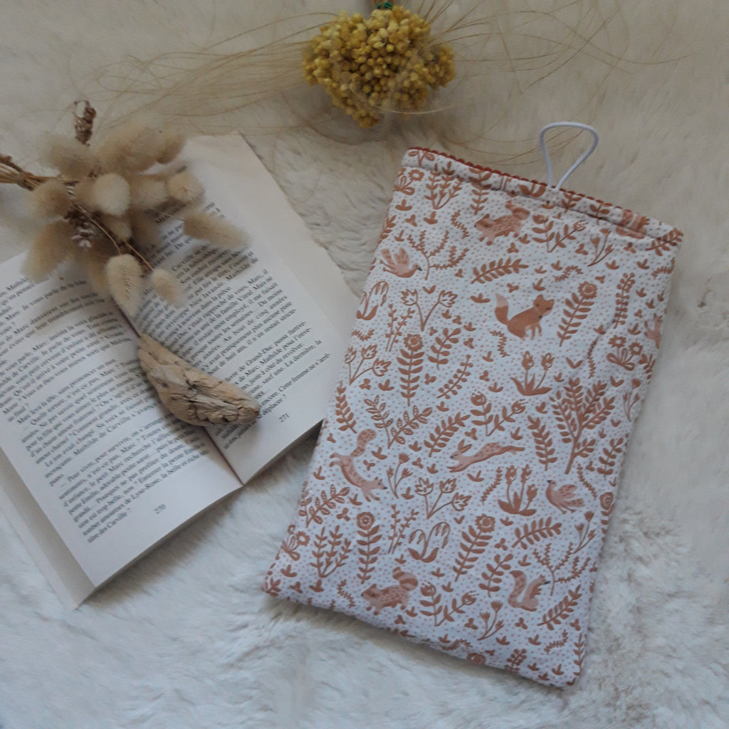 Pochette à livres velours Terracota et renard
