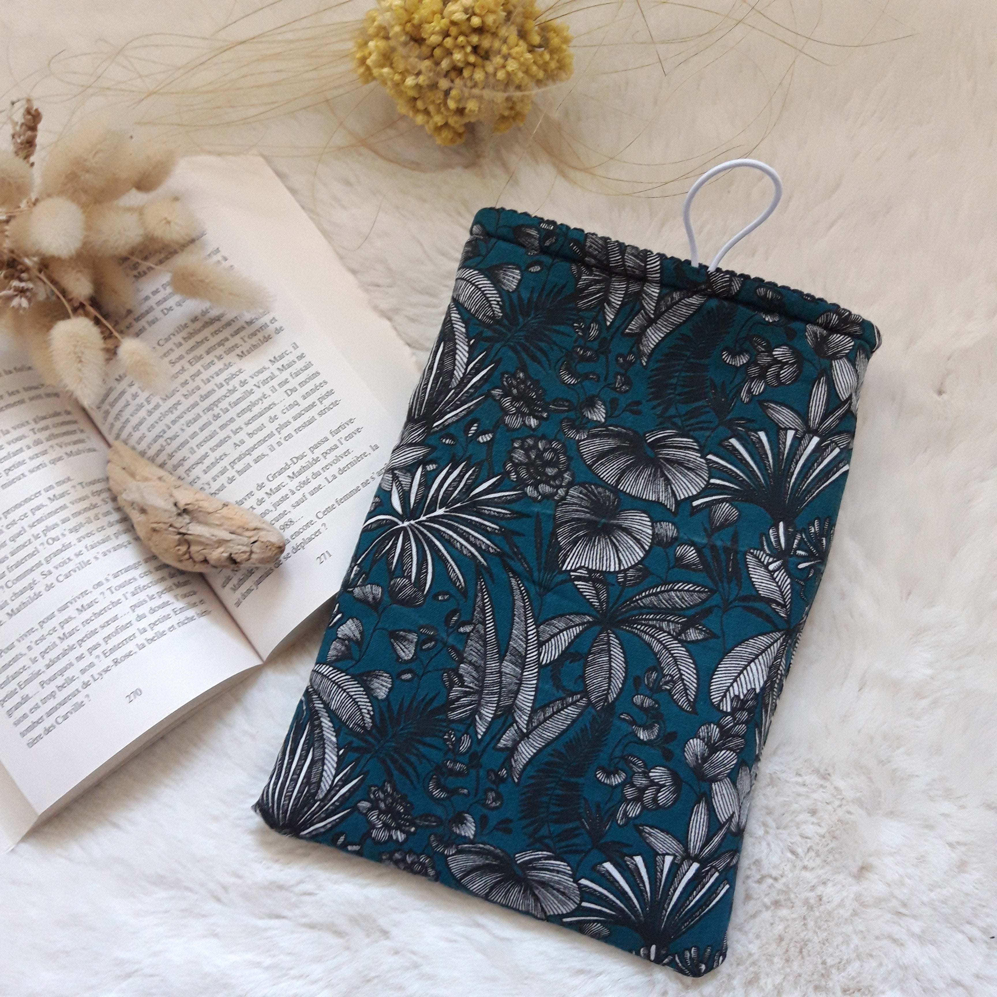 Pochette à livres velours bleue marine