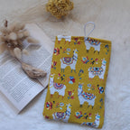 Pochette à livres velours Jaune et lamas