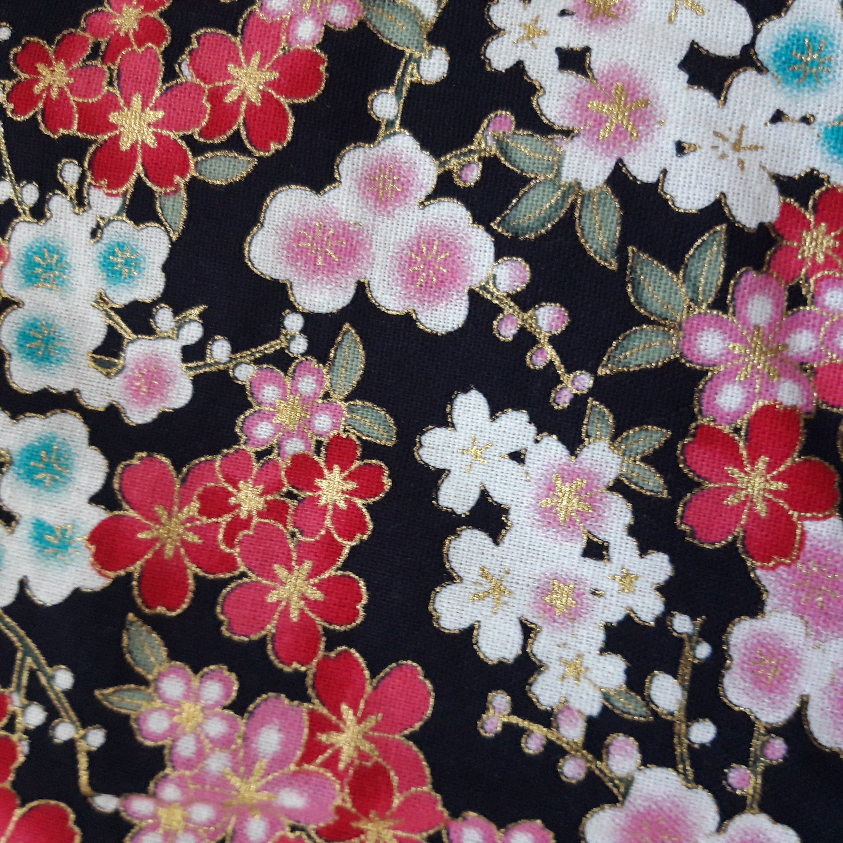 Pochette à livres velours Rose violet avec fleurs japonisantes