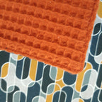 Essuie-tout géométrique bleu et moutarde