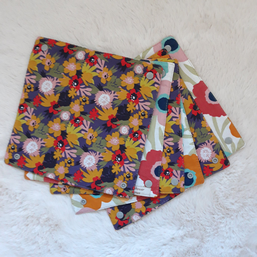 6 essuie-tout avec pressions - Motif floral