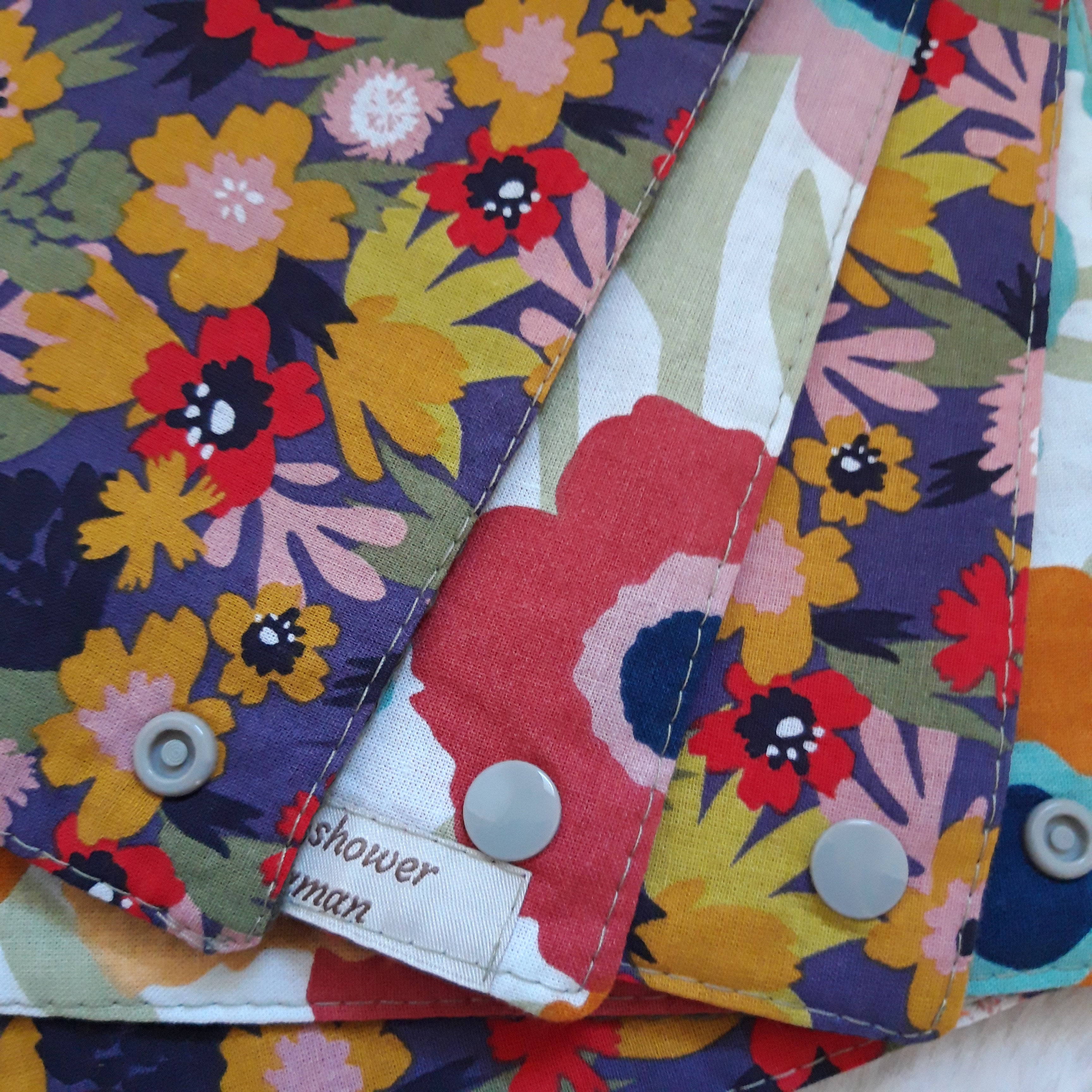 6 essuie-tout avec pressions - Motif floral