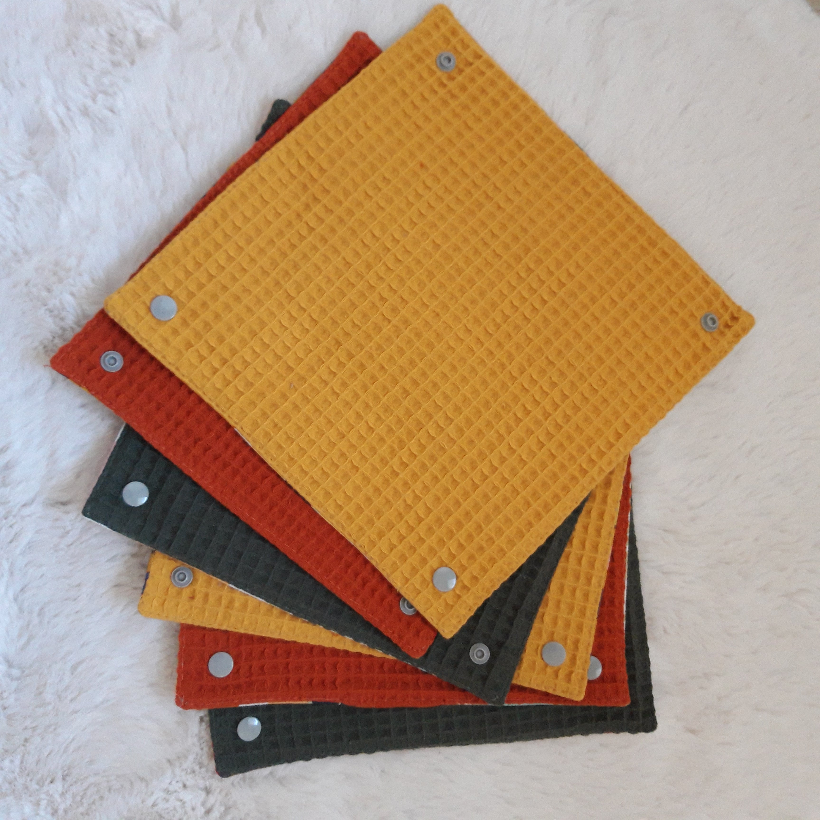 6 essuie-tout avec pressions - Motif visage