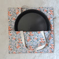 Sac à tarte en tissu enduit - Floral gris et orange