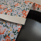 Sac à tarte en tissu enduit - Floral gris et orange