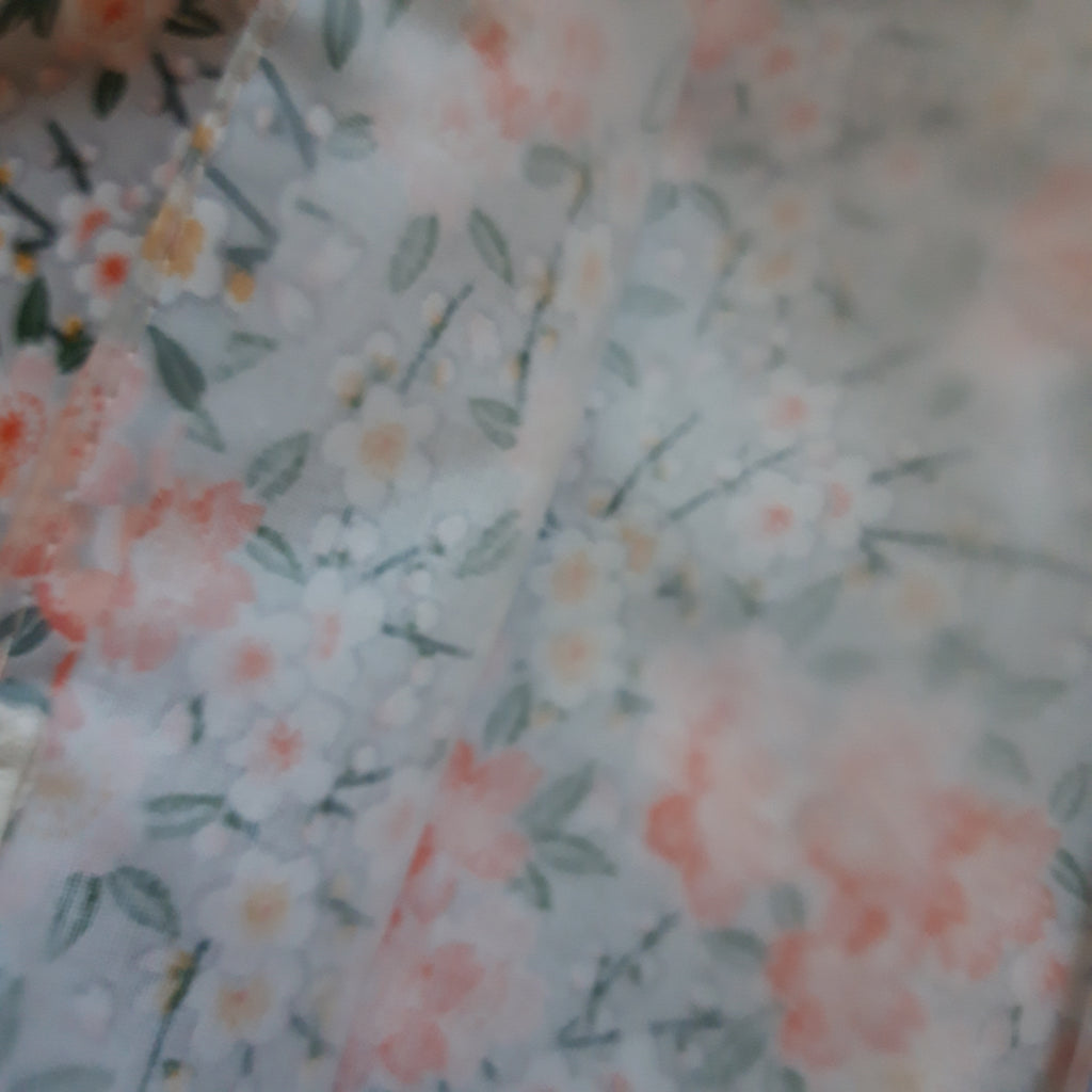 Sac à tarte en tissu enduit - Floral gris et orange