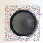 Sac à tarte en tissu enduit - Floral gris et orange