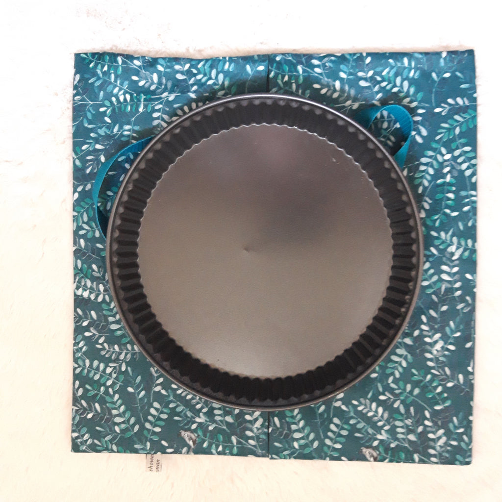 Sac à tarte en tissu enduit - Floral bleu marine