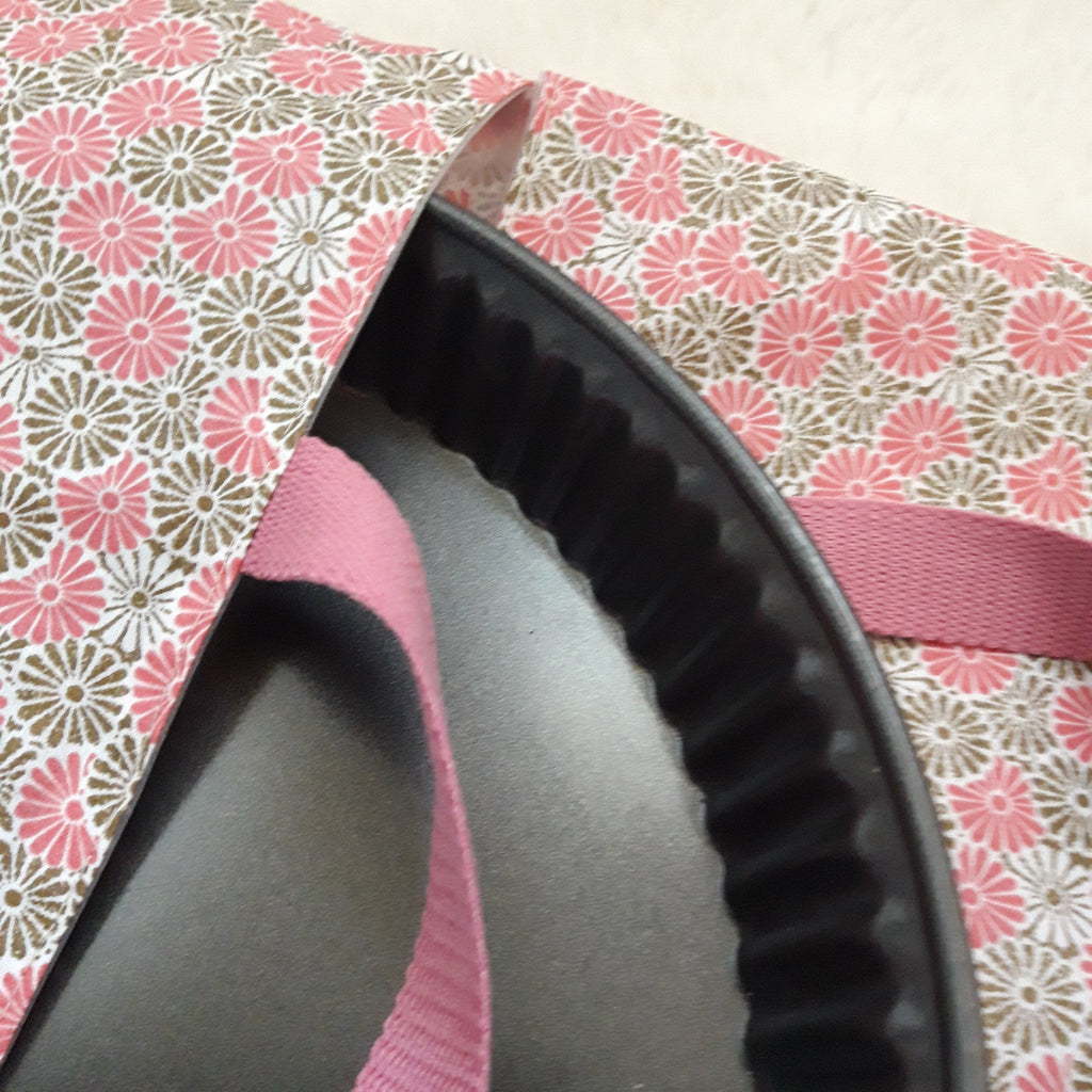 Sac à tarte en tissu enduit - rose et doré