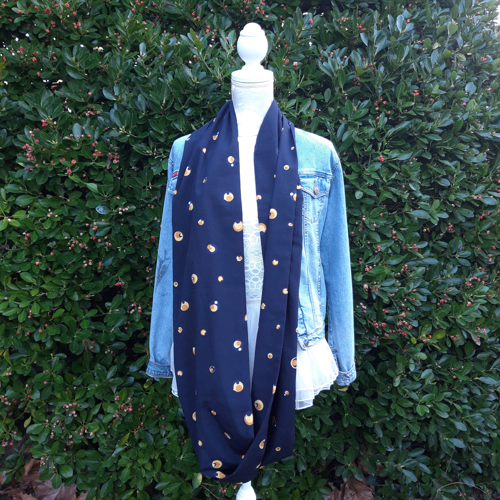 Double tour de cou été - Bleu et moutarde