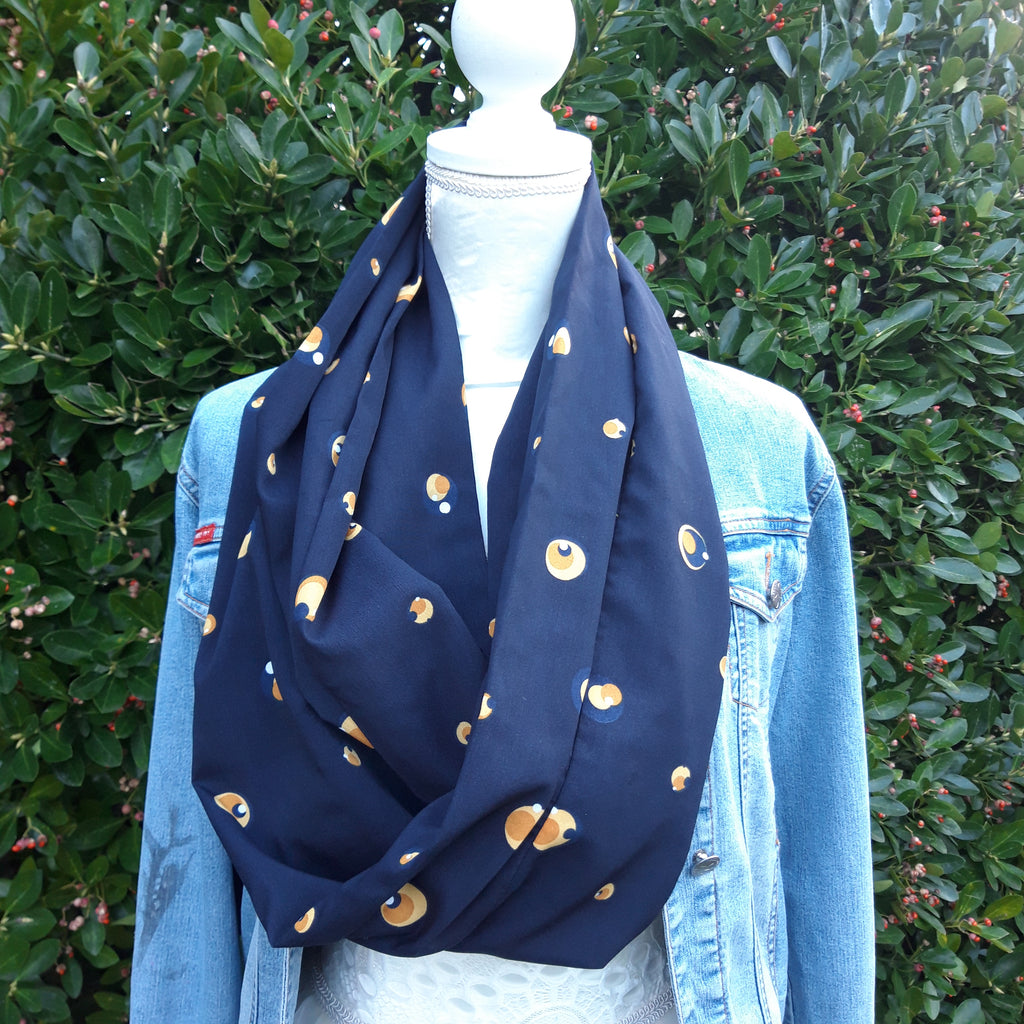 Double tour de cou été - Bleu et moutarde