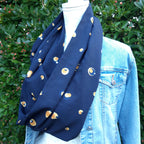 Double tour de cou été - Bleu et moutarde