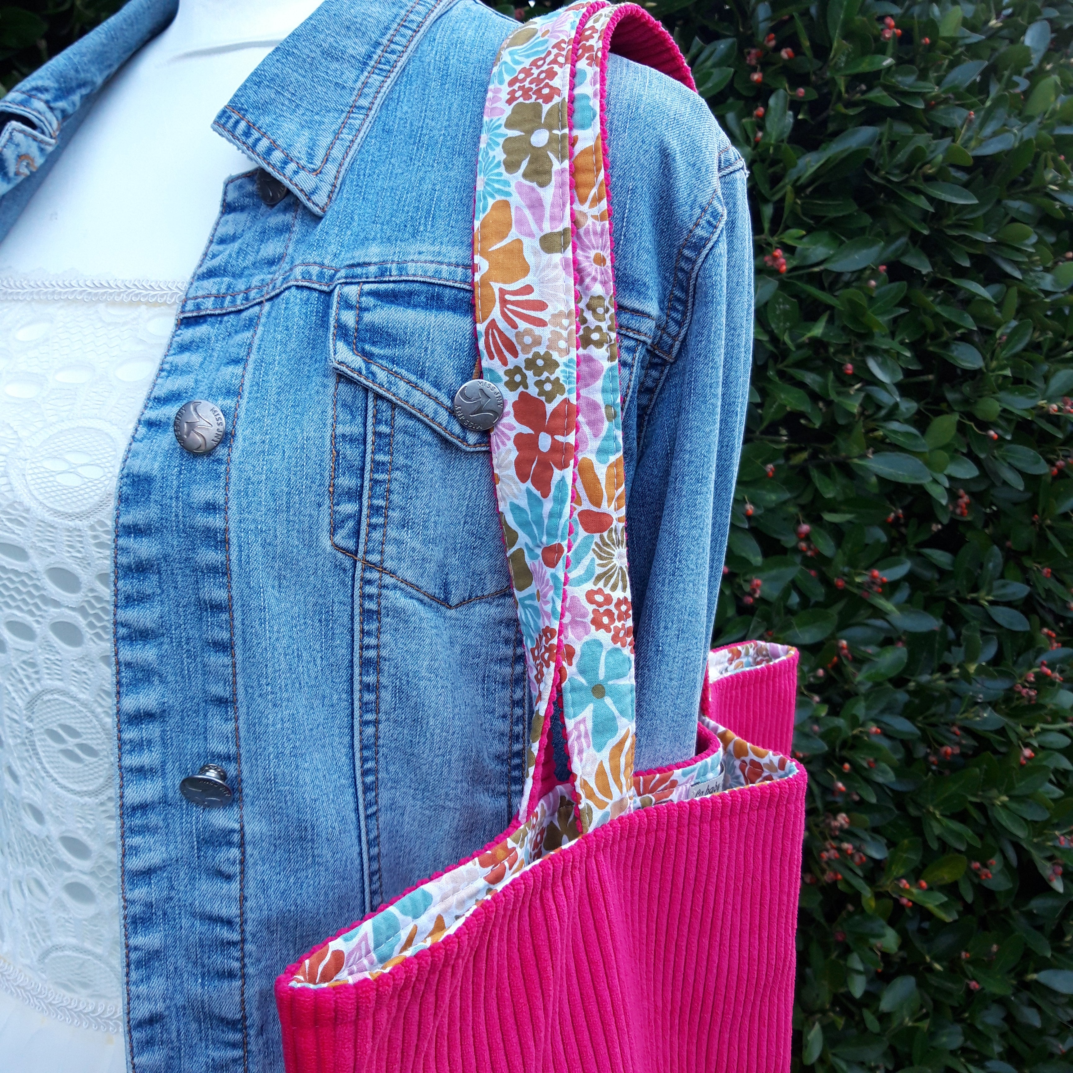 Sac cabas Fuschia fleuri