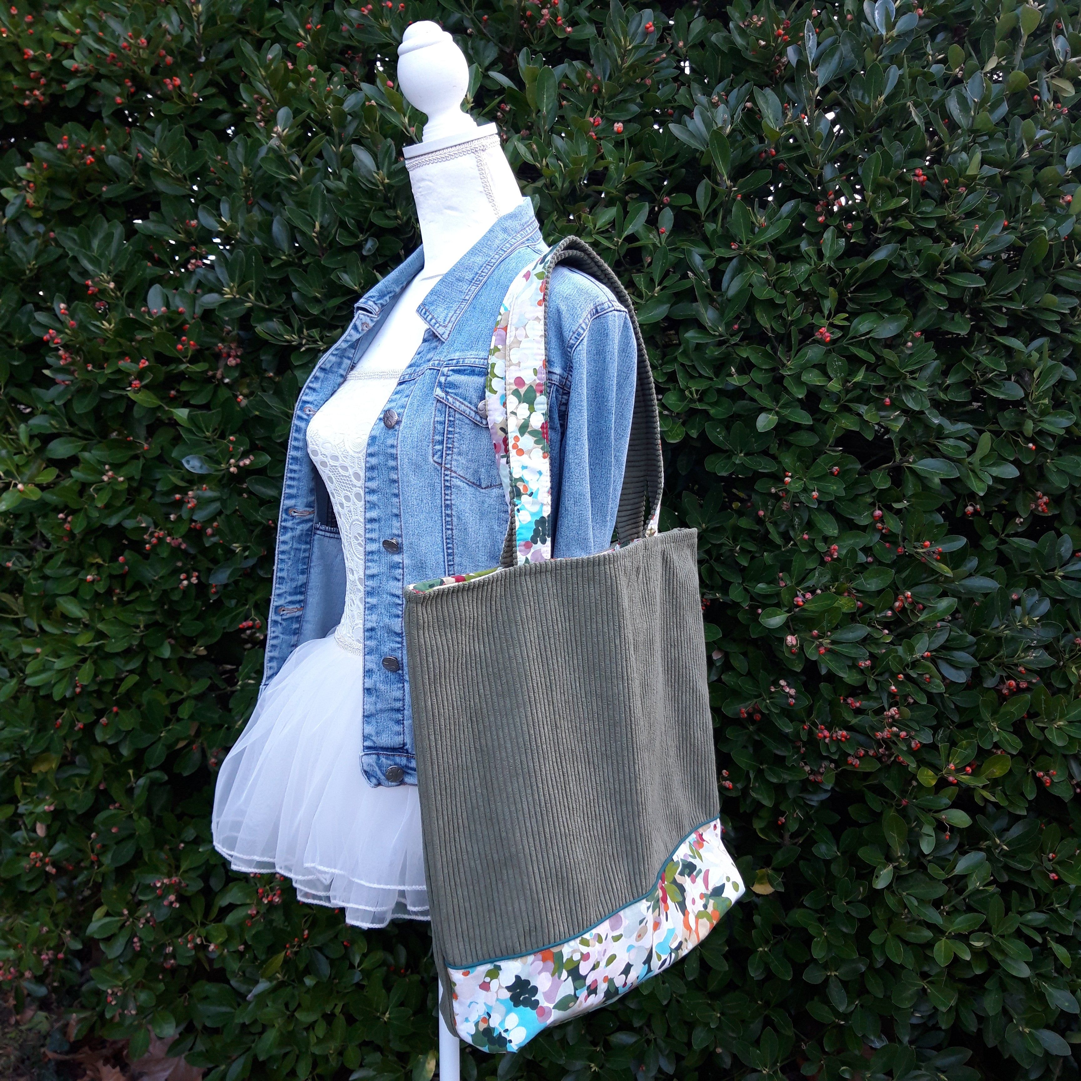 Sac cabas vert pastillé