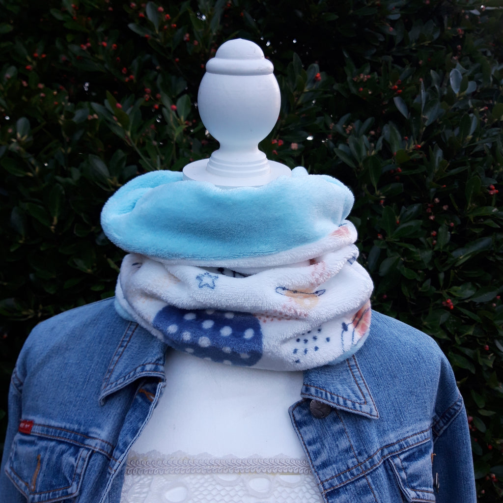 Tour de cou - Snood enfant en polaire espace doublé bleu